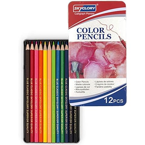 Premium Artist Colouring Pencils For Adults Colouring Books or Kids School Supplies, 12 Pre-sharpened Coloured Pencil Set With Metal Tin Box Cover