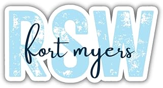 RSW Fort Myers Florida Airport Code Travel Sticker, Multiple Colors, Vinyl Laptop Water Bottle Planner Journal, Places I've Been, Luggage Decal (Blue)