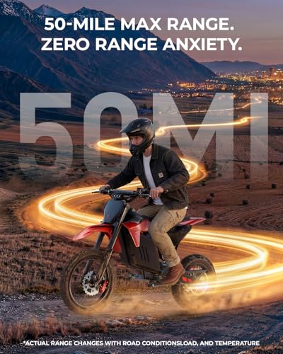 Image of Skeri Electric Dirt Bike for Adults & Teens, 14 inch /12 inch Fat Tire 3200W Motor 37MPH Off-Road EBike, 48V 21Ah Battery Hydraulic Disc Brakes Dual Suspension IPX5 Waterproof, Fit for Age 13+ -Racing Red