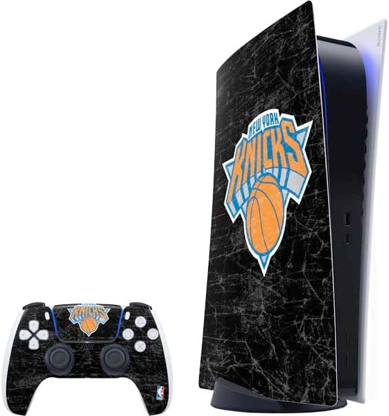 Skinit Calcomanía para juegos compatible con consola y controlador PS5, diseño de logotipo secundario negro de los New York Knicks de la NBA