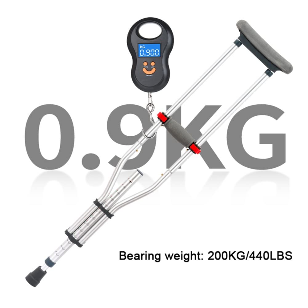 Stampelle Ascellari Pieghevoli per Adulti, Stampelle Ortopediche Mediche Regolabili in Alluminio con Comode Imbottiture Ascellari e Maniglie, Altezza Applicabile da 140-200cm (Size : 1 Count)