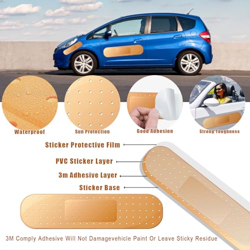 Image of 4Pcs Giant Band Car Aid Sticker Funny Bumper Stickers to Cover Crack, Damage, Scratch and Dent(Yellow, 2 Small and 2 Large), Big Bandage Car Decal Patch for Vehicle Body, Automotive Decor Accessories