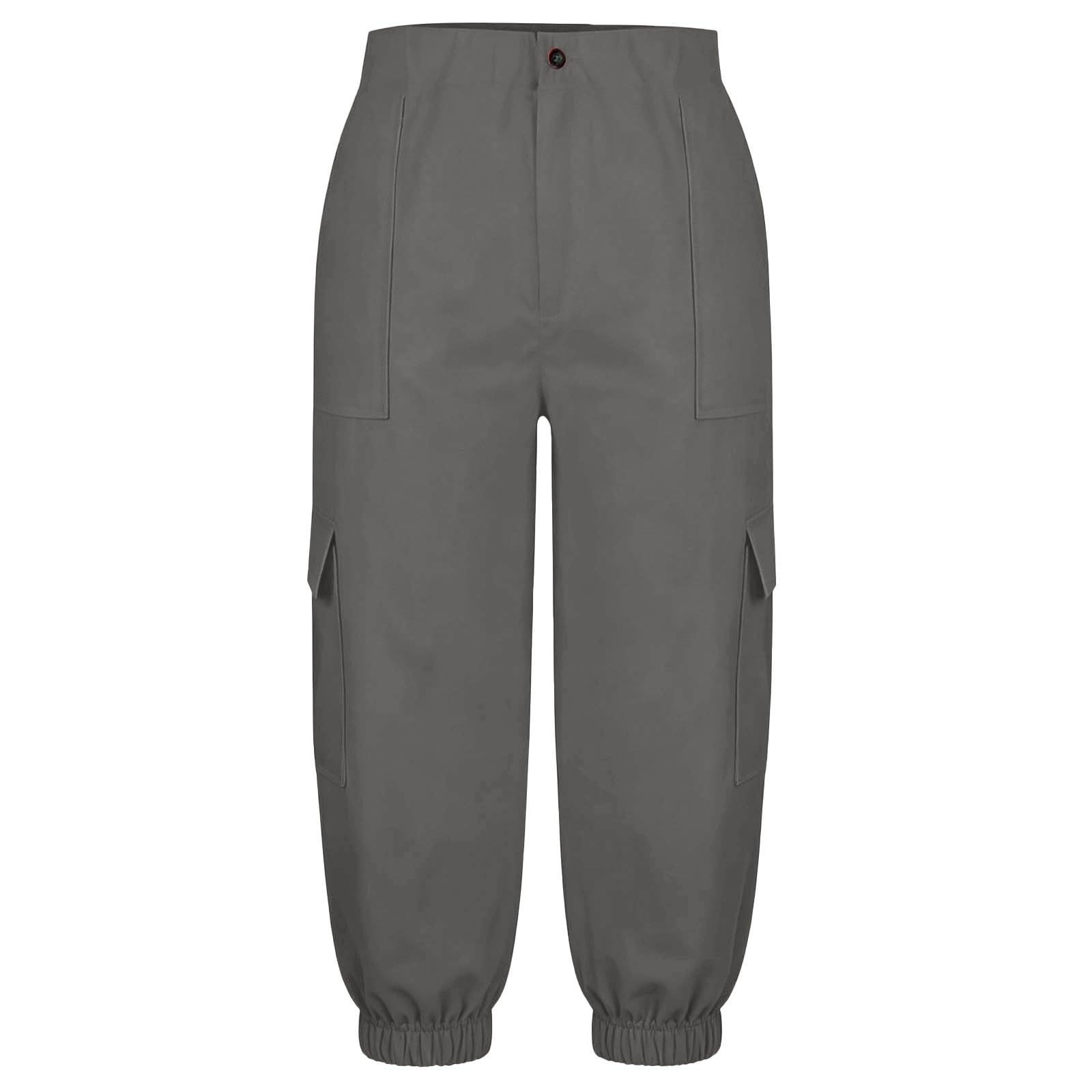 Pantalon Cargo Femme 3/4 Pantalon Cargo, D'été Pantalon avec, Poches, Décontracté Pantacourt, Jogger Taille Elastique Casual Sportswear, Couleur Unie Respirant