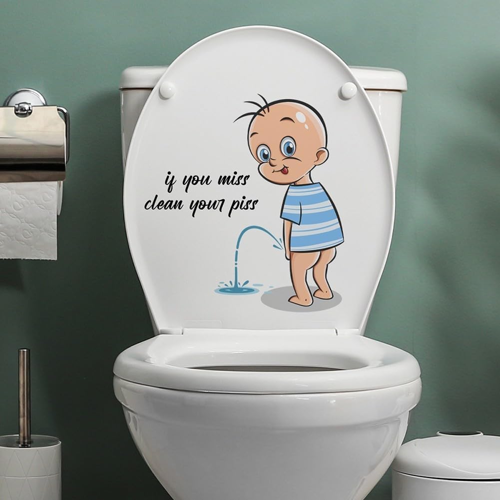 Funny For Bathroom Stickers For Toilet Lid, Cartoon PVC Decals, Waterproof And Removable, Creative For Bathroom Decoration(6#)