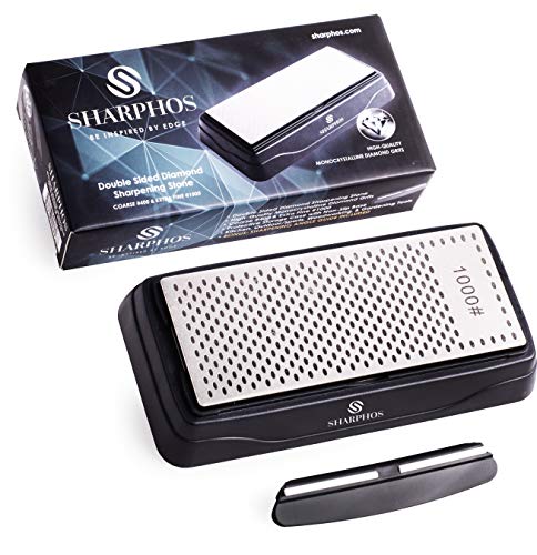 Premium Diamond Sharpening Stone Plate Knife Sharpener Honing Polishing 6 Inch X 2.5 Inch Double Sided Coarse 400 Grit Extra Fine 1000 Grit With Non Slip Base And Angle Guide By Sharphos #TOP16