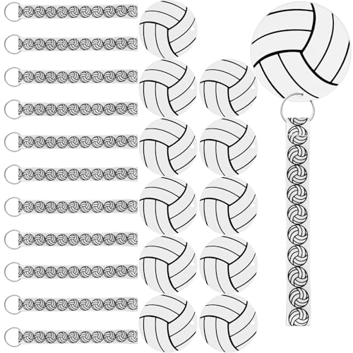 Mupera 12 Pcs Volleyball Keychain, 6 in Volleyballs Wristband Lanyard