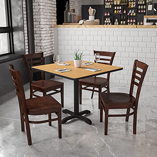 Image of Flash Furniture HERCULES Series Ladder Back Walnut Wood Restaurant Chair