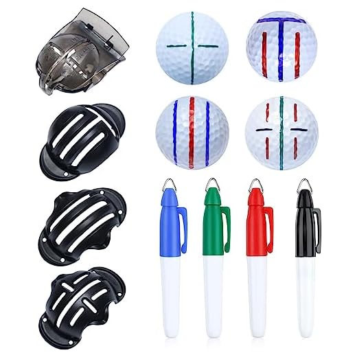 CUALFEC 6 Pack Golf Ball Line Drawing Marker Golf Ball Liner Golf Ball Marking Tool Kit - 2 Golf Ball Marking Stencils and 4 Color Markers