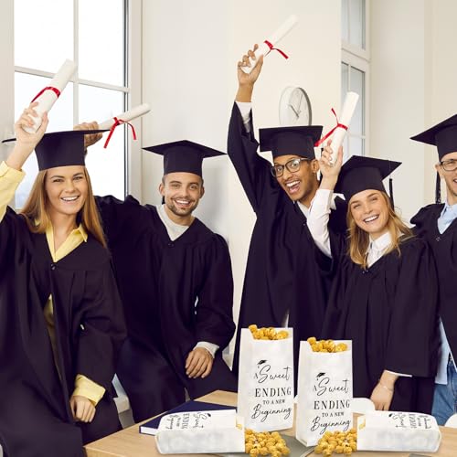 Image of 200 Pcs Class of 2025 Popcorn Bags Bulk Graduation Party Favors Snack Goodie Cookie Bags Grease Resistant Paper Individual Servings for Congrats Grad Favors Pop Corn Bag (Classic)