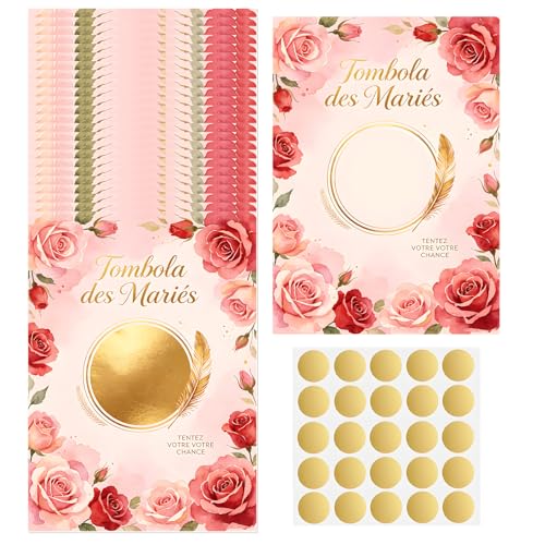 ZMaglorian Générique 25 Cartes Tombola de Mariage Loterie de Mariage | Animation Mariage | Jeu de Mariage invités | Jeux à gratter | Cadeau de Mariage | Tickets à gratter Mariage