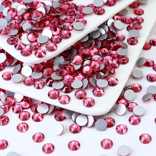 Image of Flatback Crystal Rhinestones Round Gems for Nail Art and Craft Clothes Glue Fix, Rose (2.9-3.0mm) SS12 /1440PCS
