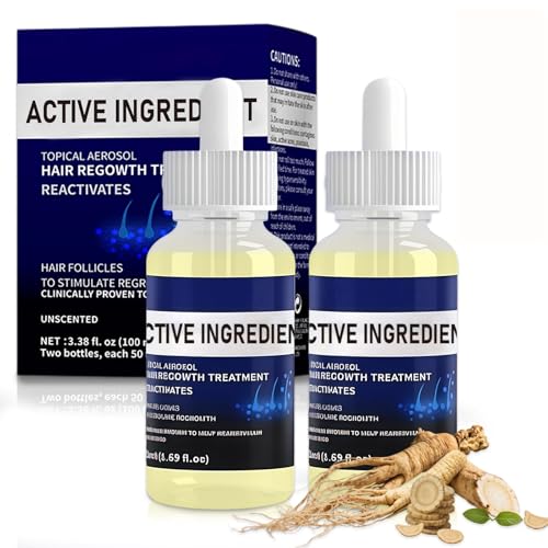 Serum Capilar Anticaída 2 x 50 ml, Hair Growth Serum con Biotina, Densificador Capilar Ligero para Hombre y Mujer, Serum Capilar Fortificante para Cabello Fino, Débil y Dañado, Azul