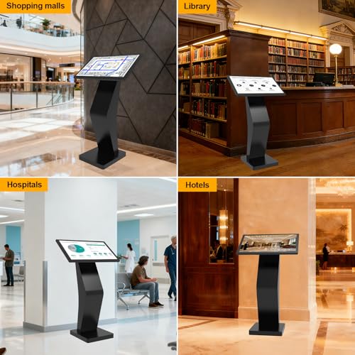 Pyimgus 27 Inch Touch Screen Kiosk, 10pt PCAP Capactive Touch Screen Digital Signage, Windows OS K-Style Indoor Digital Signage, Interactive LCD Display Signage, U-Disk Publish Content, Split Screen