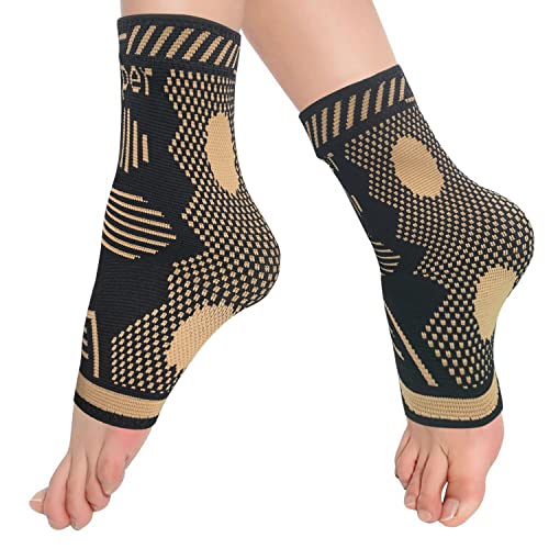 Spotbrace Copper Ankle Brace For Men Women(2 Pack),Ankle Compression Sleeve Ankle Support Foot Brace For Sprained Ankle,Achilles Tendon,Plantar Fasciitis,Arthritis Pain Relief,Swelling,Running,Sport #TOP6