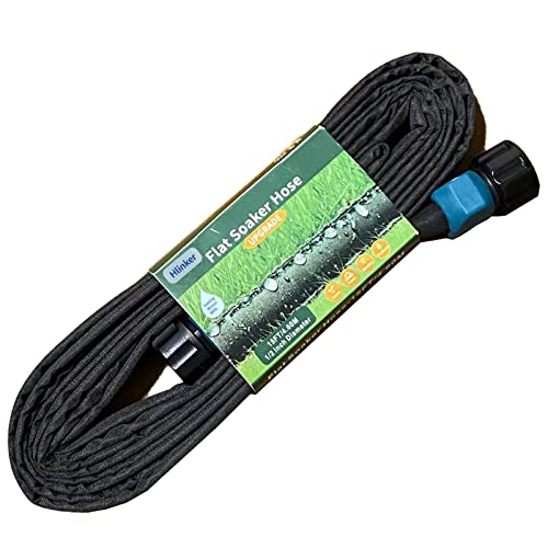Hlinker Flat Soaker Hose 15 FT for Garden Beds 15Ft 1/2 Linkable Consistent Drip Irrigation Hose Save 80% Water Leakproof Heavy Duty Double Layer Sprinkler Hose