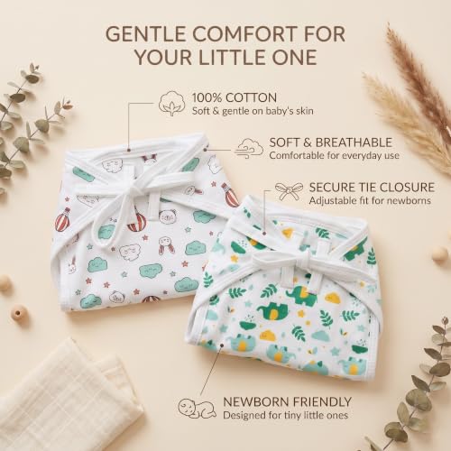 Image of Blushbaby Pack of 8 - Pure Cotton Padded Nappy for Newborn Baby 0-3 Months | Double Layered, Extra Soft & Breathable Cotton Langot | Reusable & Washable Cotton Nappy for Baby Boy & Girl | Newborn Baby Essentials