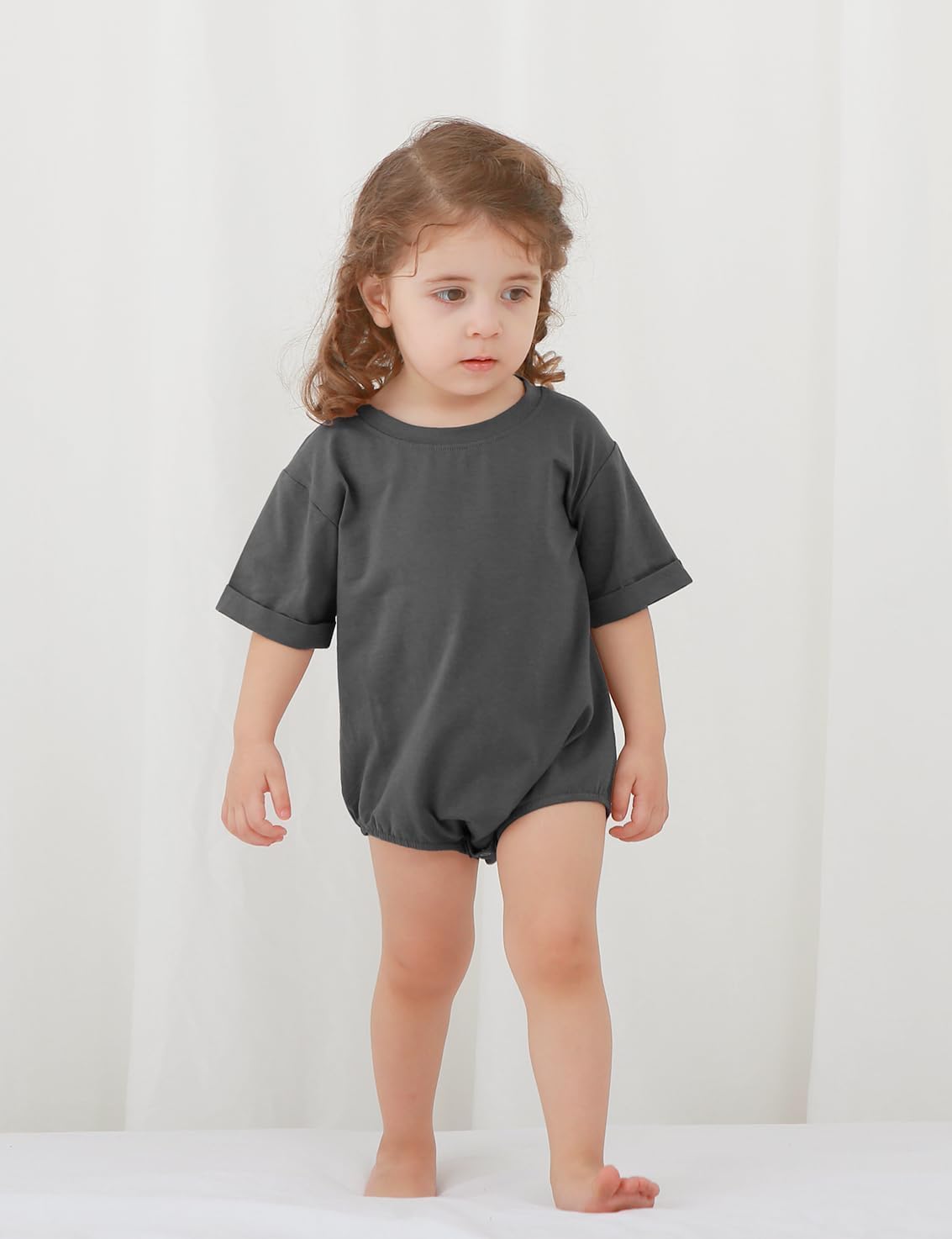 Jimonda Baby Bubble Romper Boy Girl Solid Color T-Shirt Outfits Short Sleeve Bodysuit Organic Cotton 2Pcs - Image 2