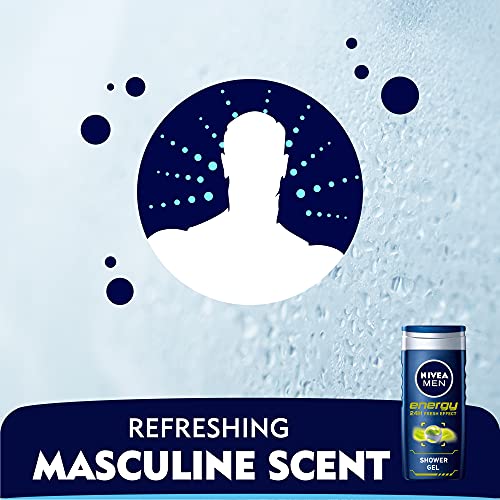 NIVEA MEN Gel Douche Energy (1 x 500 ml) - Soin lavant enrichi en extrait de menthe vivifiante - Gel douche homme 3 EN 1 — Soin nettoyant Corps Visage & Cheveux Vivifiant Effet Fraîcheur 24H