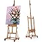 VISWIN Heavy-Duty H Frame Schildersezel, Houd Canvas tot 82 inch, Kantelt plat, Verstelbare Beukenhouten Grote Ezel voor Schilderen met Opslag & 4 Wielen, Professionele Floor Art Ezel Stand voor