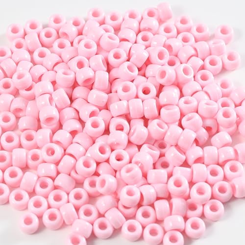 Image of 1000 Pcs Acrylic Pony Beads 6x9mm Bulk for Bracelet Necklace Jewelry Making Earring Hair Braiding Kandi Beads (Pink3)