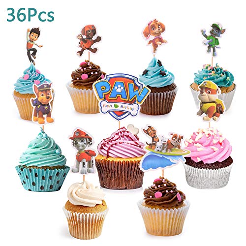 Colmanda Gâteau Toppers, 36 pièces Cupcake Toppers Décorations de gâteaux d'anniversaire Cake Topper pour Enfants Décor