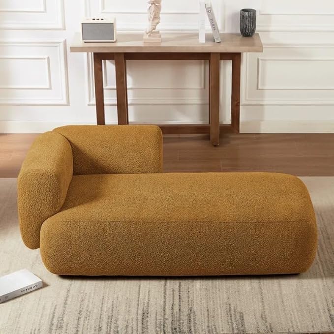 Image of LEGACY OF COMFORT Christinia Upholstered Indoor Chaise Lounge Chair 2 Seater Sofa Two Seater Sofa for Living Room Offices Hotels Bedroom (Mustard Orange)