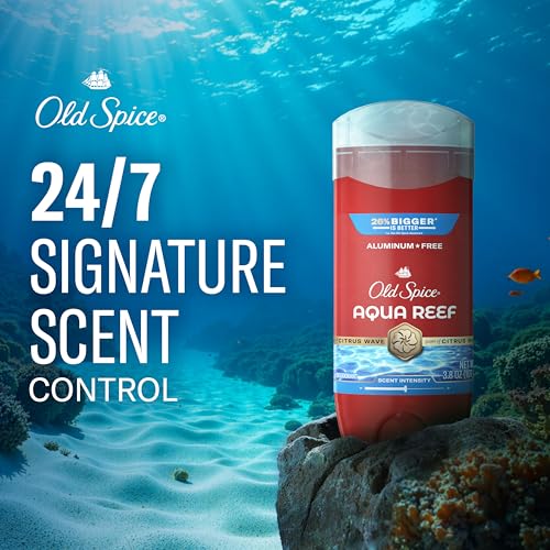 Image of Old Spice Aluminum Free Deodorant for Men, 24 /7 Odor Protection, 24 /7 Freshness & Lasting Scent, Aqua Reef with Cypress Scent, 3.8 oz (Pack of 3)
