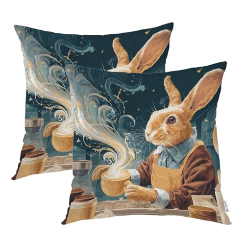 Housse de coussin zippée motif lapin pour protéger et embellir vos divans