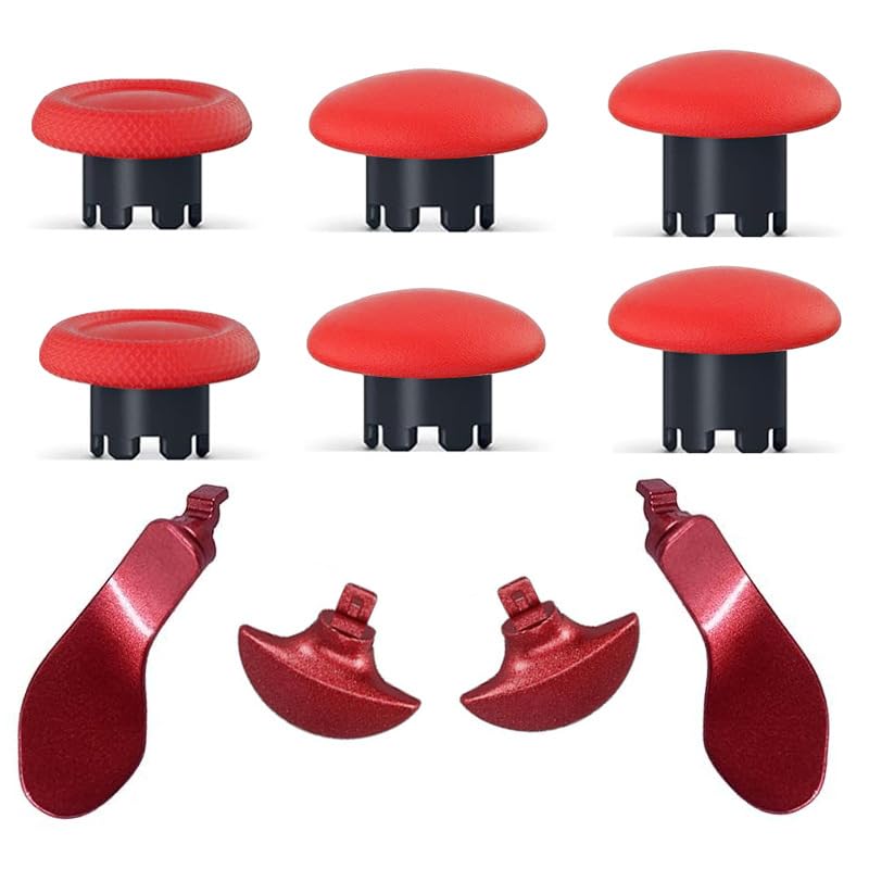 10-in-1 Thumbsticks Caps and Back Paddles for PS5 Dualsense Edge Controller,6PCS Thumbsticks Replacement 4PCS Rear Paddles for PS5 Dualsense Edge Controller (Red)
