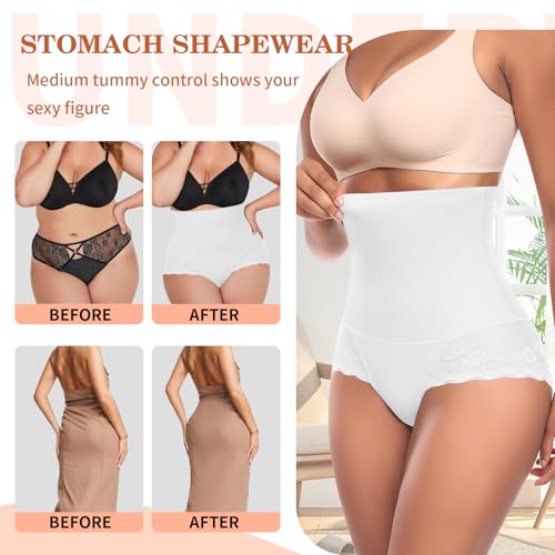 Image of Werena Tummy Control Shapewear Panties for Women High Waist Body Shaper Underwear Lace Shaping Girdle Briefs