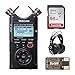 Tascam DR-40X Four-Track Audio Recorder/USB Audio Interface with 64GB Memory Card, Focus USB Card Reader and Headphones