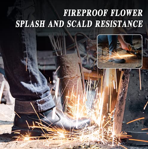 Nolinshield Steel Toe Boots For Men,Slip-On Lightweight Working Boots,Safety,Leather,Comfortable,Puncture-Proof,Mechanic Work Boots,Brown,12 #TOP2