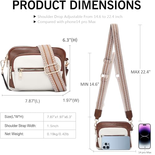 FOXLOVER Small Crossbody Bags for Women Multi-Pocket Vegan Leather Shoulder Handbags with Colored Wide Strap2