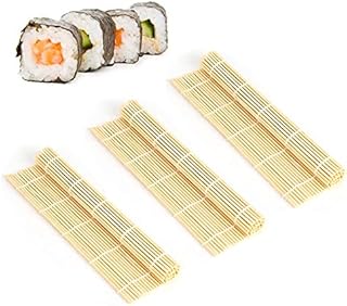 3 Pcs Natural Bamboo Sushi Rolling Mat, 9.5x9.5 Inch Square Sushi Roller for Sushi Making