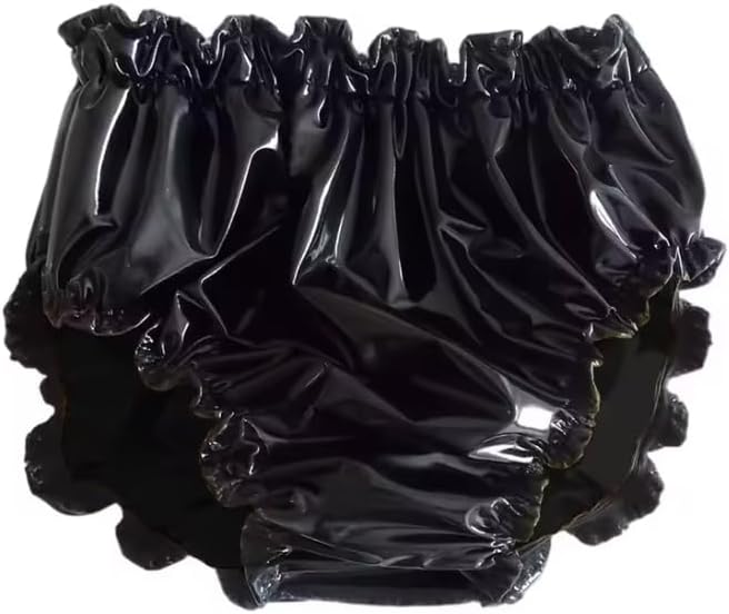 PVC Leather Panties Women Double Layer Splicing Briefs Night Club Underwear Stage Perform Customizable