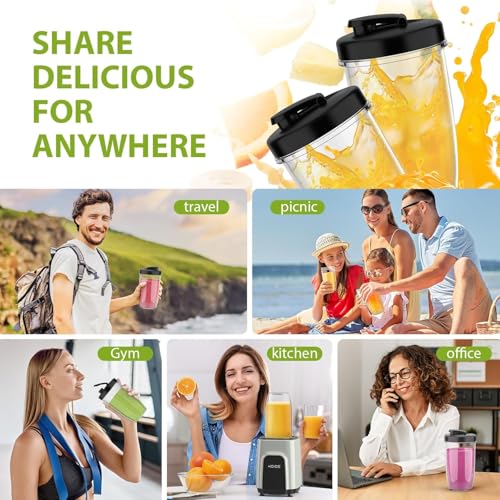 Image of Smoothie Blender, 900W Personal Blender and Grinder Combo for Shakes and Smoothies with 3 Non-BPA Portable Cup for Beans, Nuts