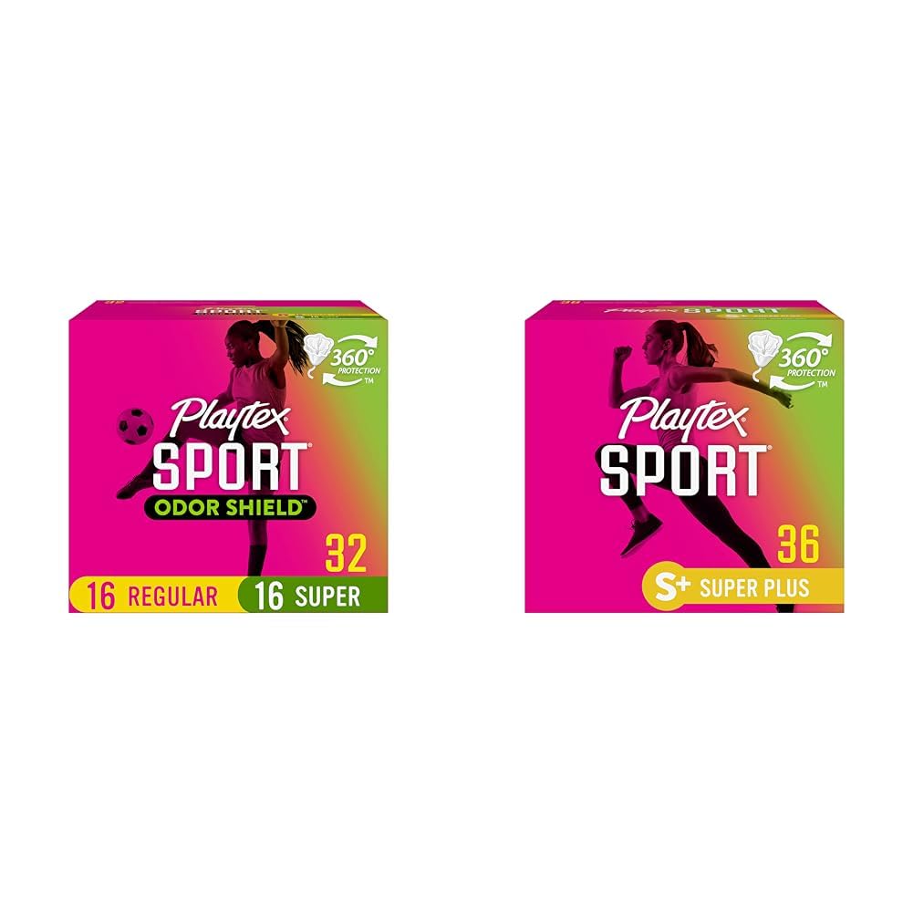 Playtex Sport Odor Shield Tampons 32ct Regular/Super and Sport Tampons 36ct Super Plus Absorbency