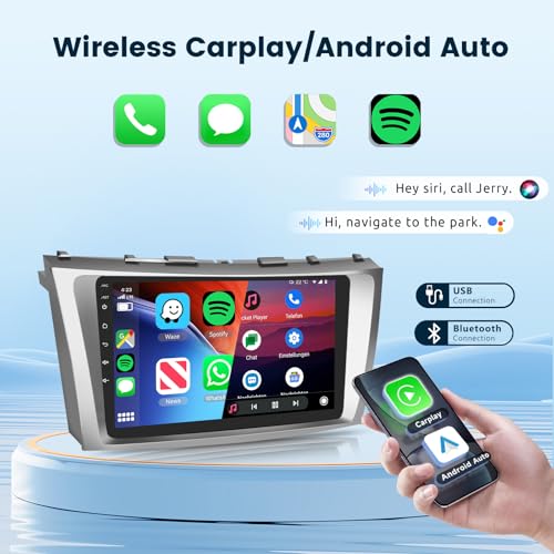 Image of Android 15 Car Stereo for Toyota Camry 2006 2007 2008 2009 2010 2011, 9 Inch HD Touchscreen Radio, Wireless CarPlay Android Auto GPS WiFi Bluetooth FM /RDS SWC Dual USB HD Backup Camera 2G+64G