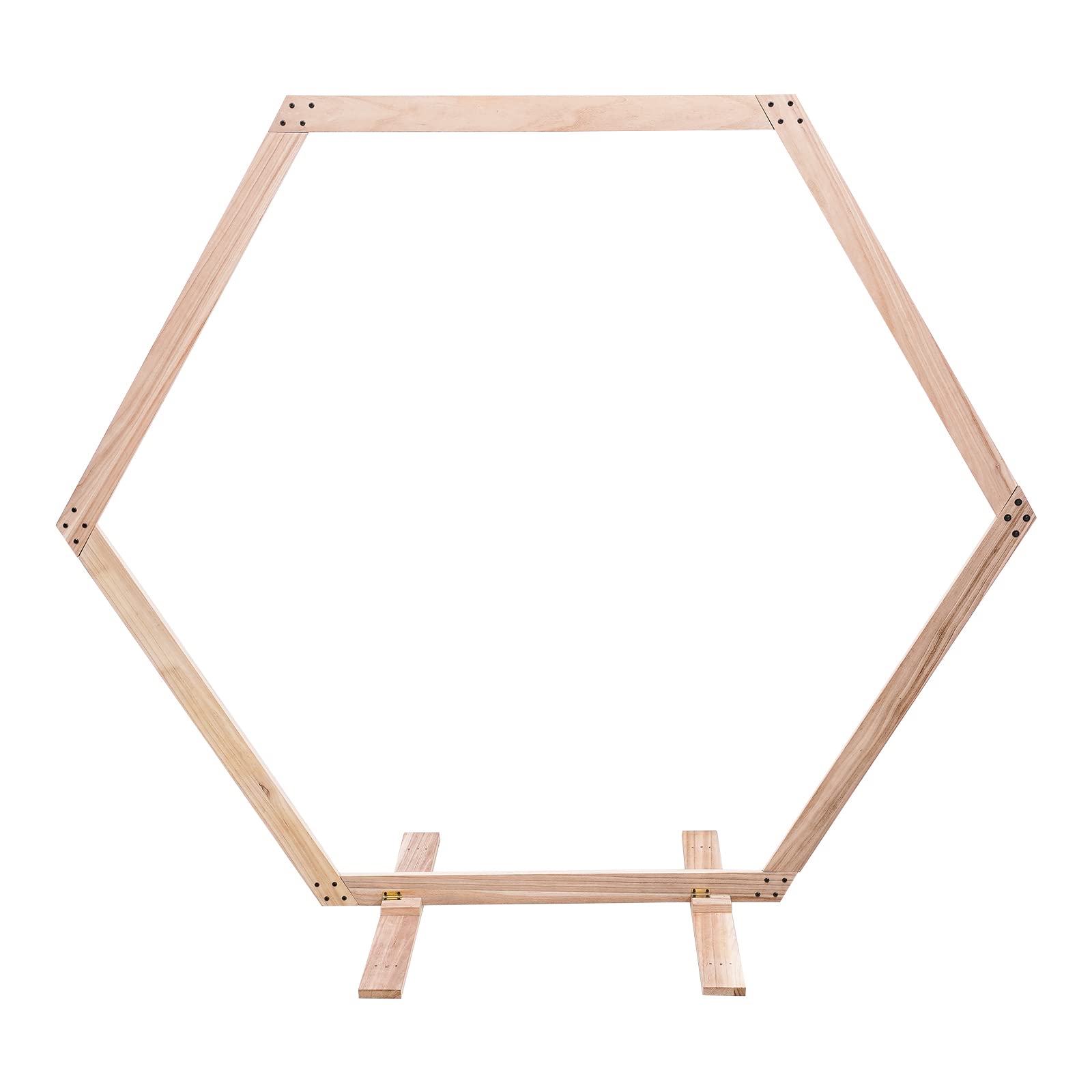 Cadre d'arche de mariage hexagonal en bois - Style rétro - Élégance - Planches épaisses - Grande capacité de charge - Pour mariages et anniversaires - 233 x 225 cm
