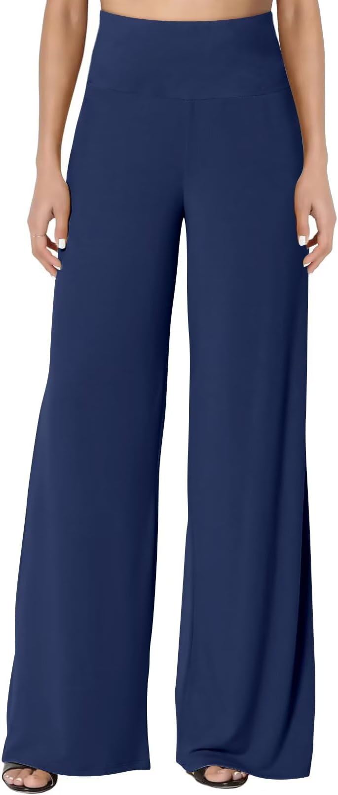 Women's Palazzo Lounge Pants Stretchy Wide Leg Casual Pants Comfy High Waist Flowy Pants S-3XL