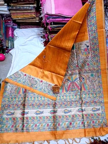 Generic yellow tussar silk saree in tussar silk – image 7