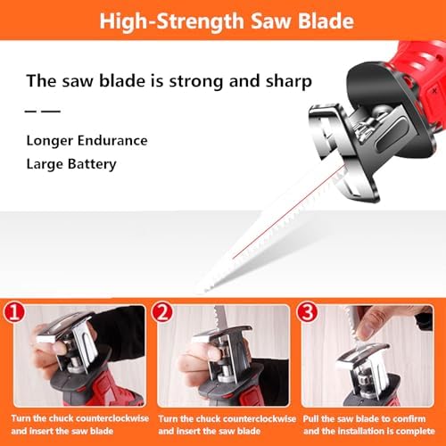 21V Reciprocating Saw – Portable Electric Bone Cutter with 2 Batteries & 12 Gloves, Ideal for Butchering, Heat Dissipation Design, Powerful 3AH Performance