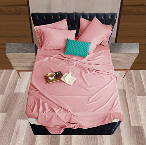 Image of Mocassi Hotel Luxury 1800 Thread Count Bedding Pillowcases Standard Size Set of 2 - Pillow Covers - Pillow Protector - Cooling Pillowcases (Set of 2 Standard /Queen Size, Dusty Rose)