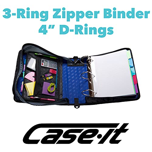 Case-It The King Sized Zip Tab Zipper Binder - 4 Inch D-Rings - 5 Subject File Folder - Multiple Pockets - 800 Sheet Capacity - Comes With Shoulder Strap - Dark Purple D-186 #TOP4