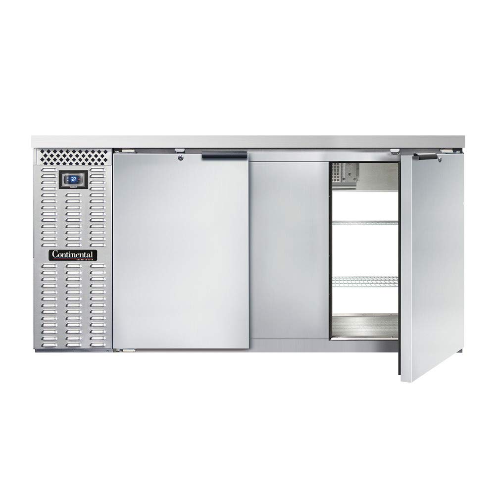 Continental Refrigerator BBC69S-SS-PT Two Section Refrigerated Pass-Thru Back Bar Cooler, 69