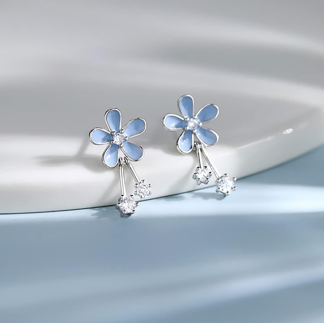 SLUYNZ Solid 925 Sterling Silver Pretty Flowers Earrings Studs for Women Teens Elegant CZ Flowers Studs Earrings - Image 5