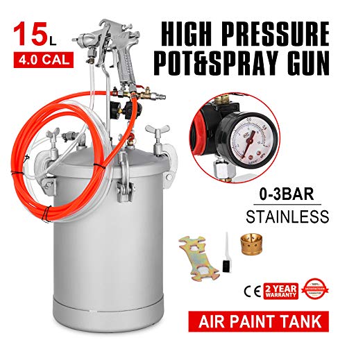 VEVOR Paint Tank 15L / 4 Gallon Pressure Spray Gun with 4.0mm Nozzle