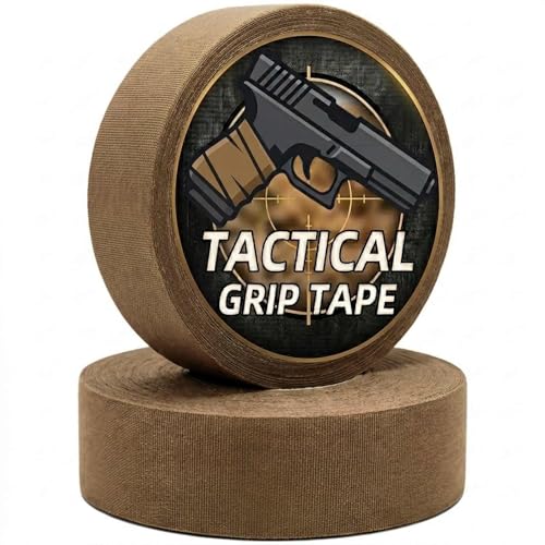 2 Rolls Gun Grip Tape Non-Reflective No Residue Goon Grip Tactical Tape for Pistol Handgun Rifle Sports Tools Pull Up Bars Handles Bats Rackets Gym Equipment Handrails (Coyote Brown)