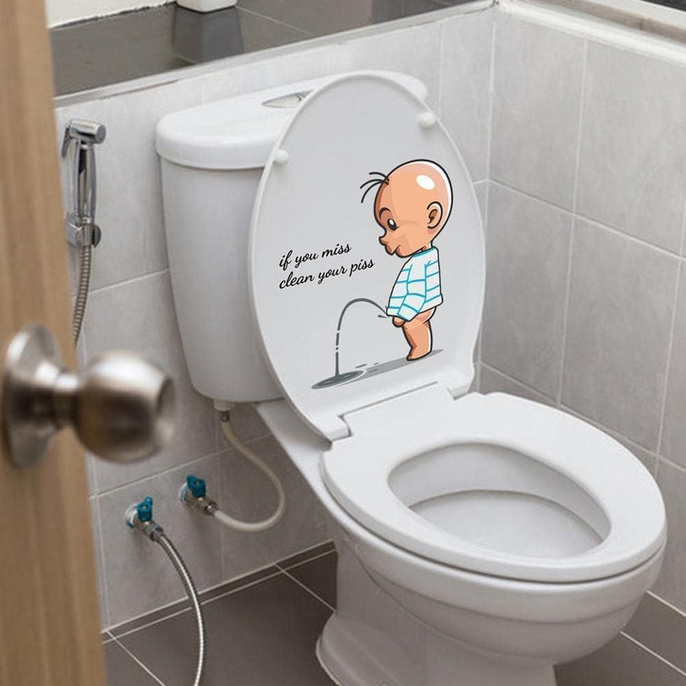 If You Miss,Clean Your Piss Toilet Sticker, Funny Toilets Seat Sticker Bathroom Wall Decal,Art Sign Decor Toilet Lid and Tank Covers DIY Removable Waterproof Toilet Lid Decals,Toilets Accessories