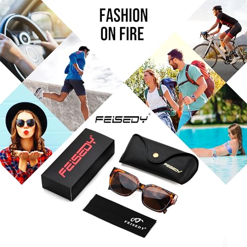 FEISEDY Square Fashion Sunglasses for Men Women Trendy Chunky Rectangle Sun Glasses Designer Style Shades B0107 7